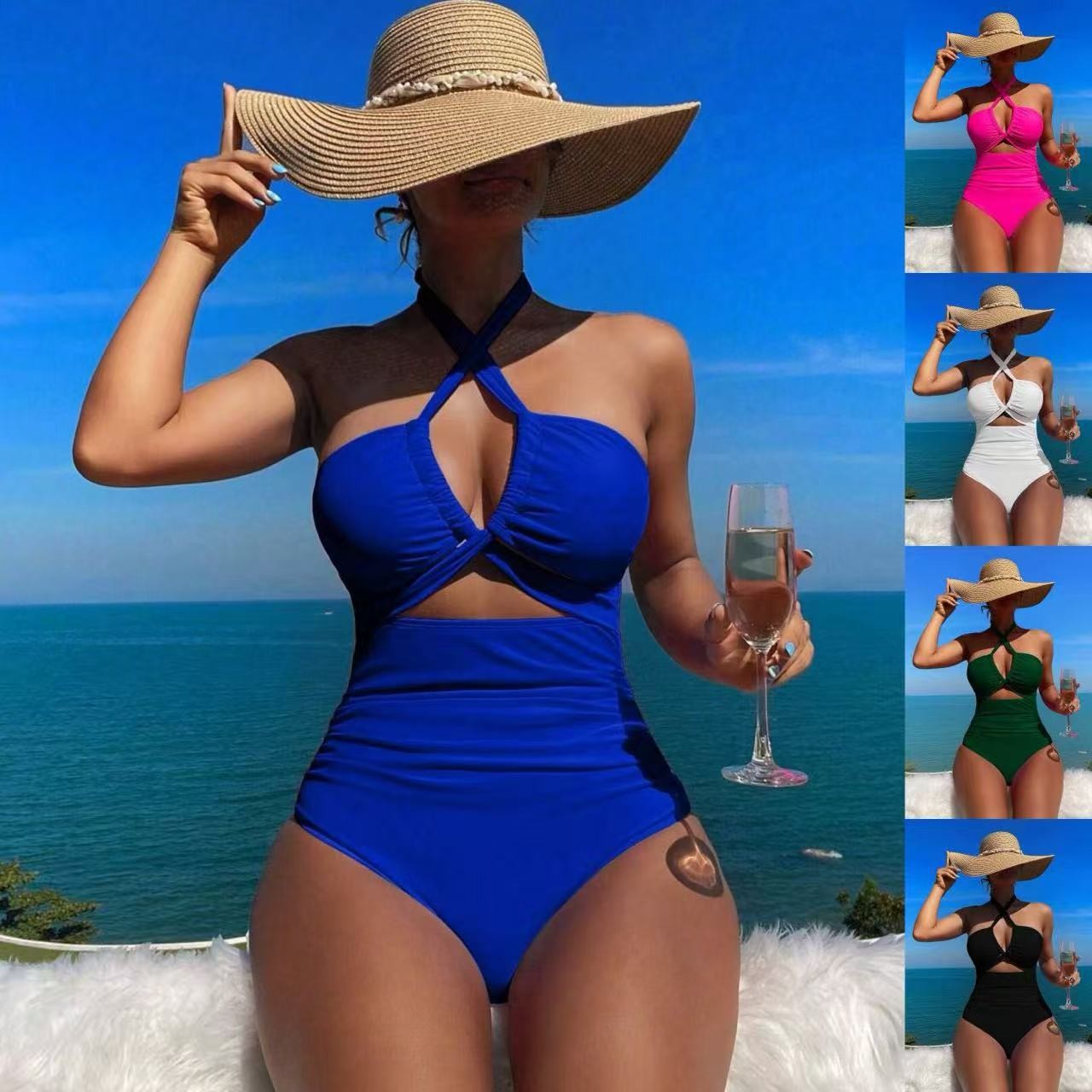 Swimwear - Damski strój kąpielowy z wiązaniem na