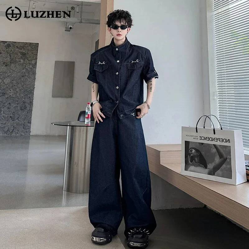 Jeans - LUZHEN Przystojne Męskie Komplety Jeansowe na