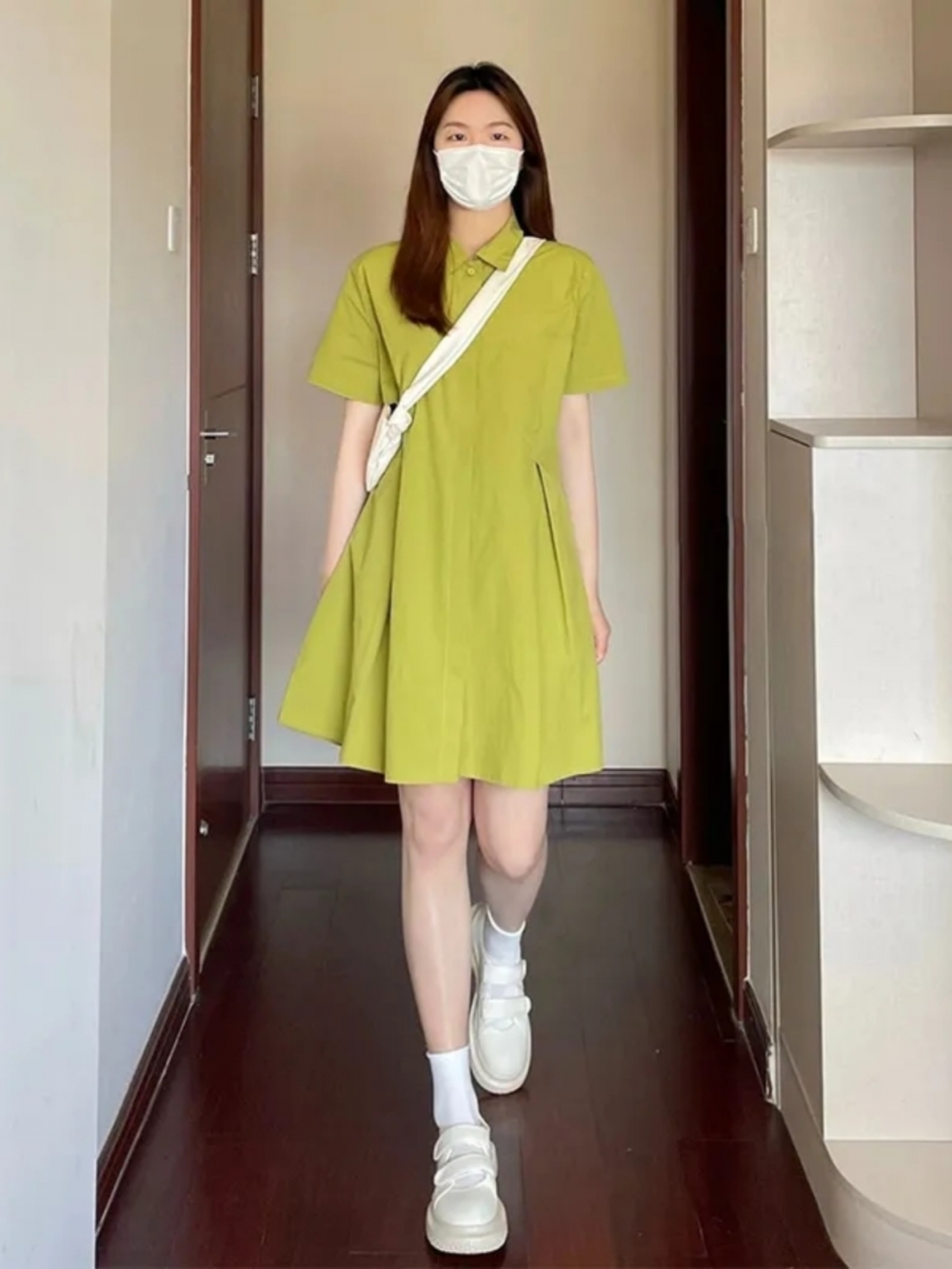 Korean Style A Line Shirt Dress - Sukienka letnia damska plus size z