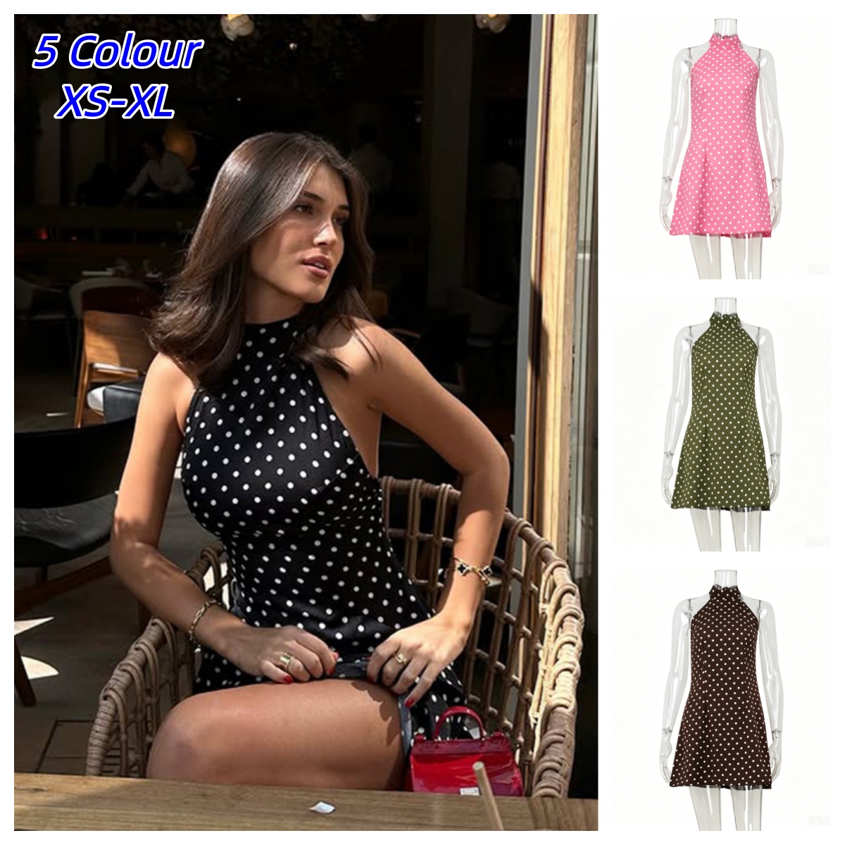 Y2K Backless Halter Mini Dress - Sukienka damska w stylu Y2K, seksowna,