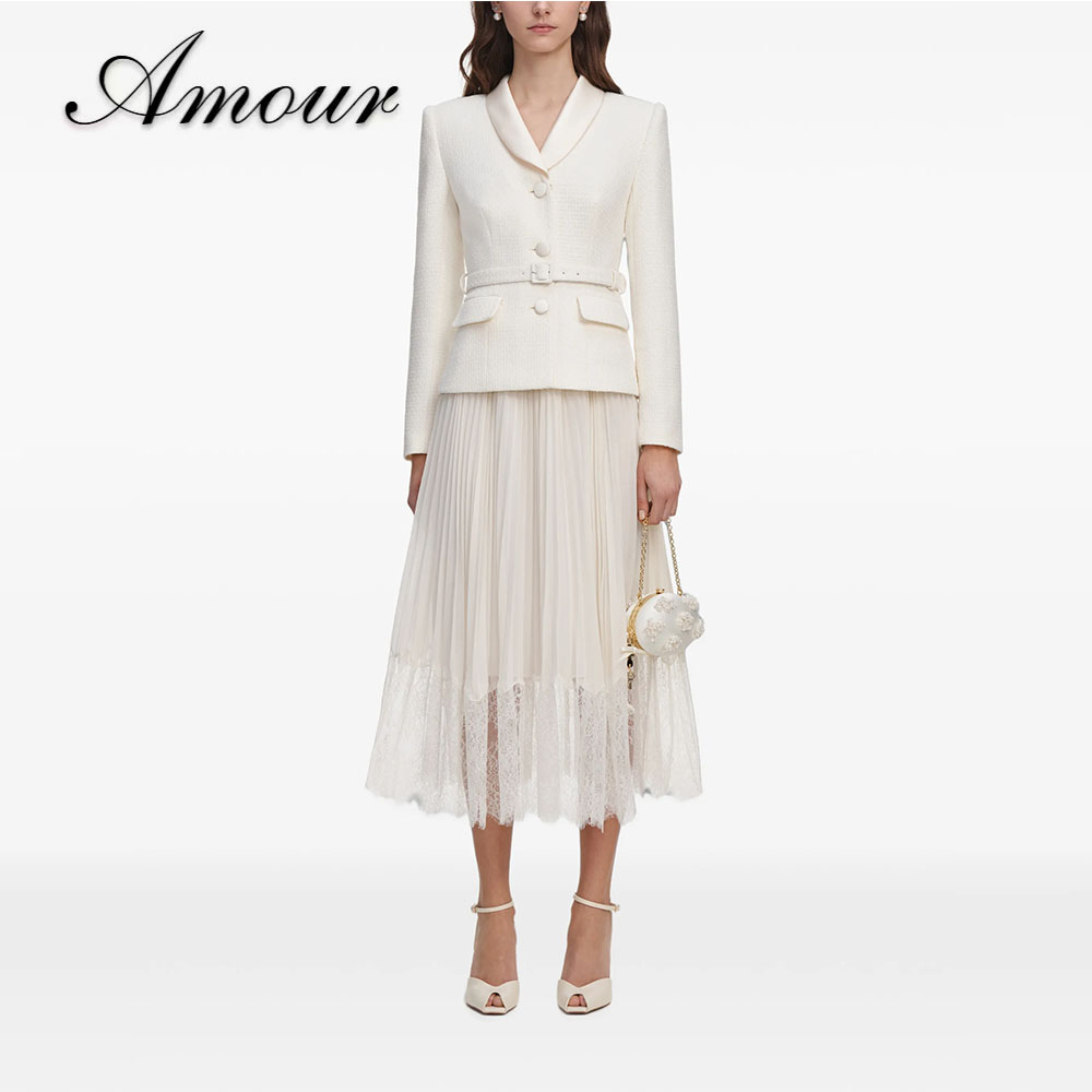 Tweed Two Piece Blazer Dress - Amour Personalizowany Dwuczęściowy Garnitur Formalny: Tweedowa