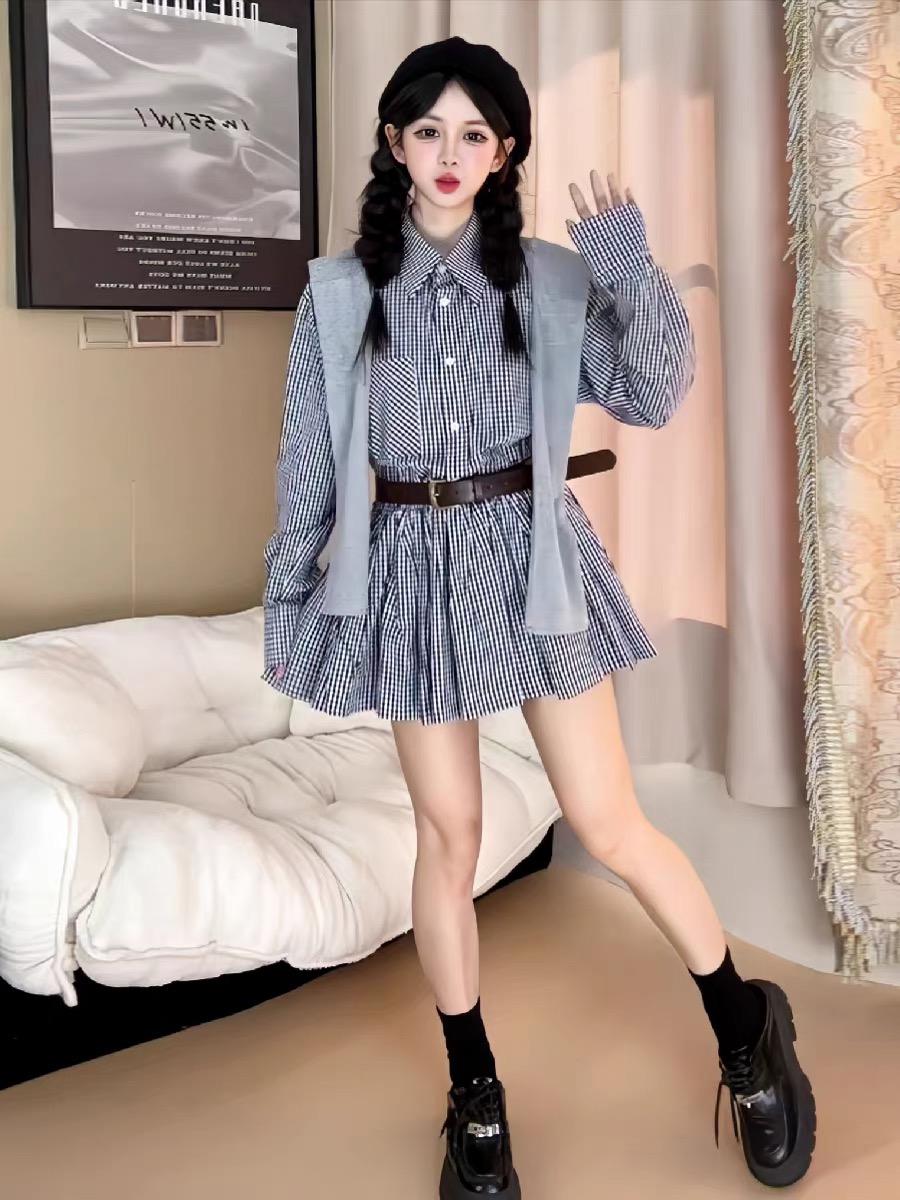 Korean Style A Line Shirt Dress - Sukienka koszulowa w koreańskim stylu na