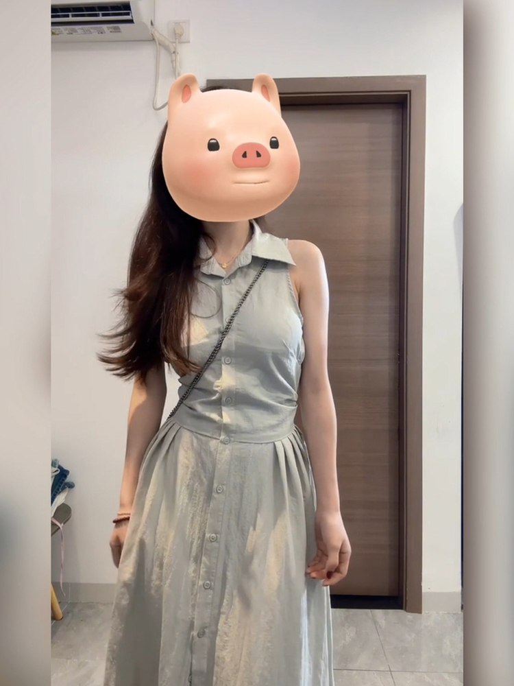 Korean Style A Line Shirt Dress - XZY Elegancka, codzienna sukienka bez rękawów