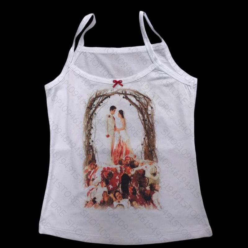 Y2K Graphic Baby Tee Crop - Grafika anime, topy typu camisole, crop