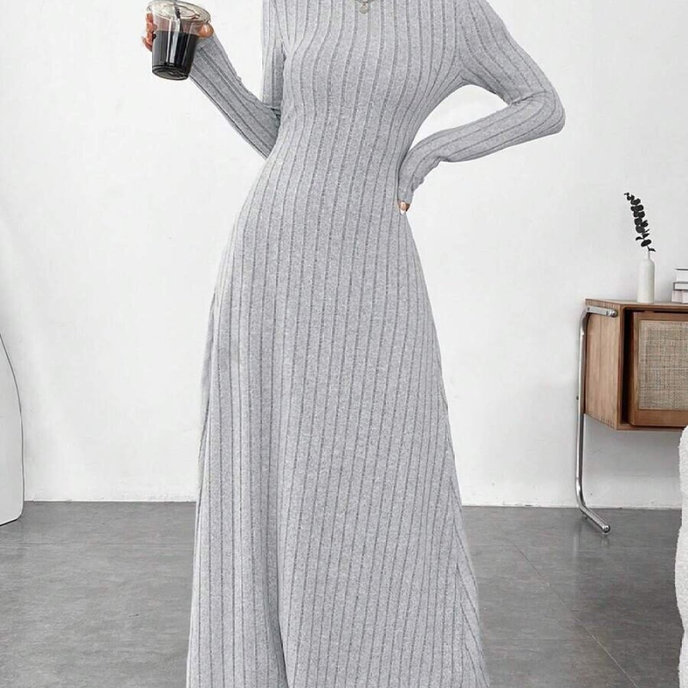 Elegancka jesienna sukienka z  – Bodycon Long Sleeve Ribbed Dress recenzja i cena