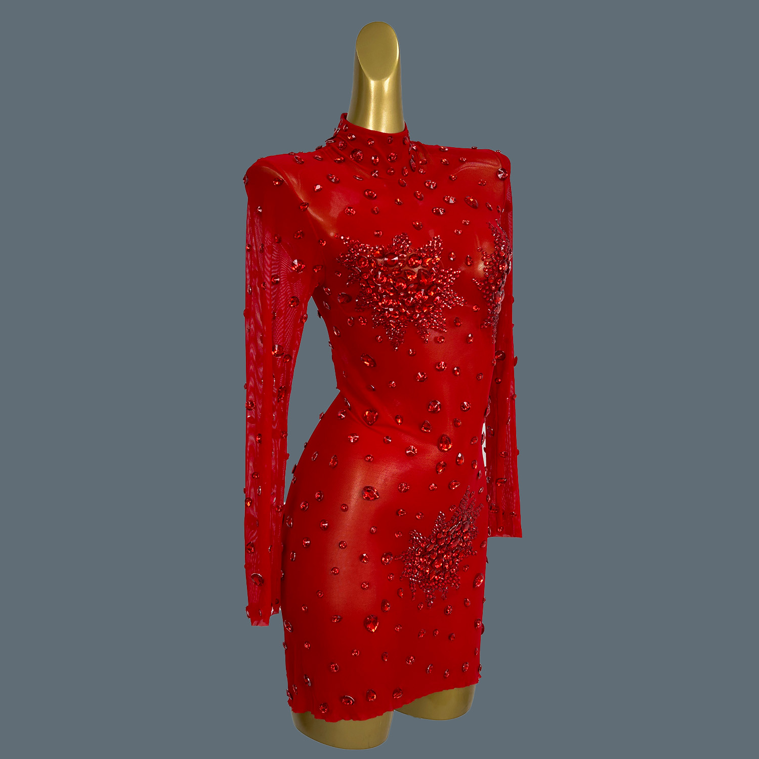 Luksusowe seksowne czerwone cy – Sparkly Rhinestone Club Party Dress recenzja i cena