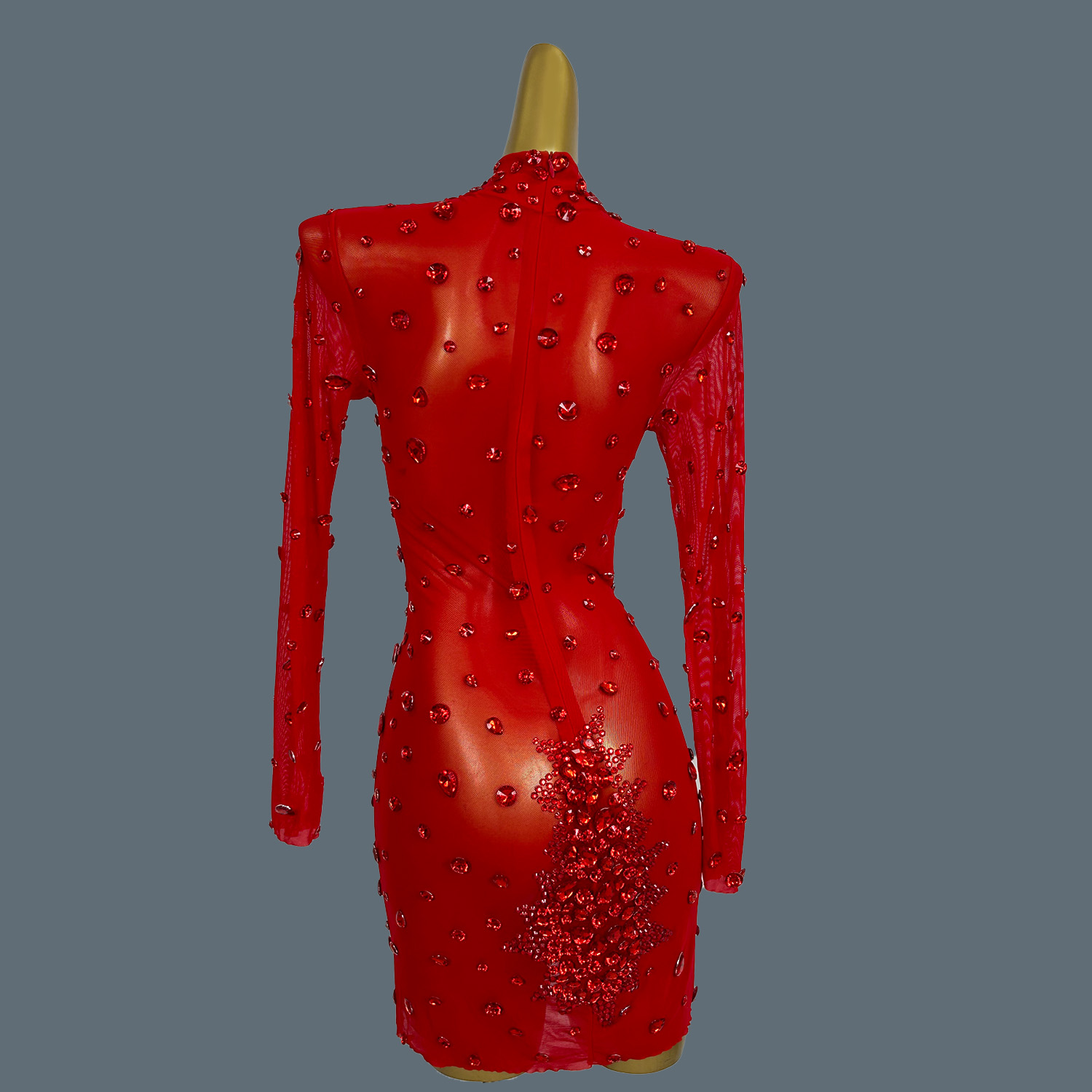 Luksusowe seksowne czerwone cy – Sparkly Rhinestone Club Party Dress recenzja i cena