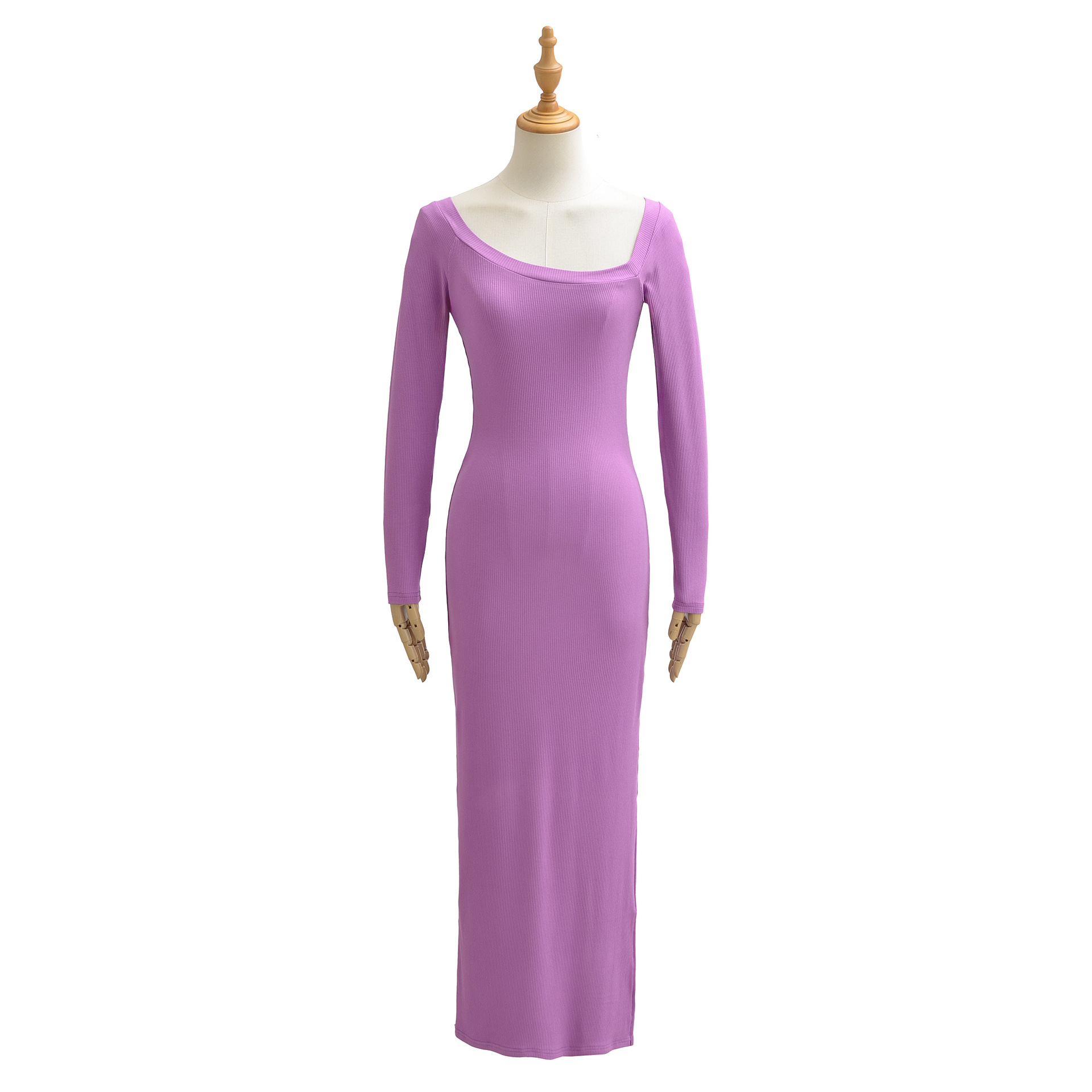 Sukienka prążkowana damska z k – Bodycon Long Sleeve Ribbed Dress recenzja i cena