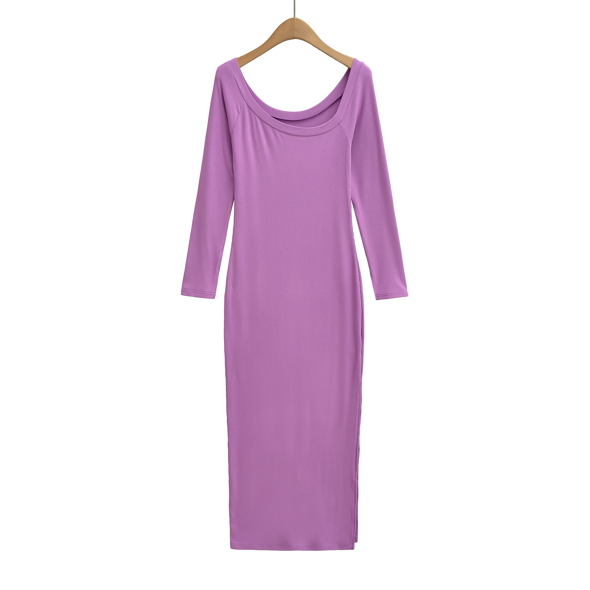 Sukienka prążkowana damska z k – Bodycon Long Sleeve Ribbed Dress recenzja i cena