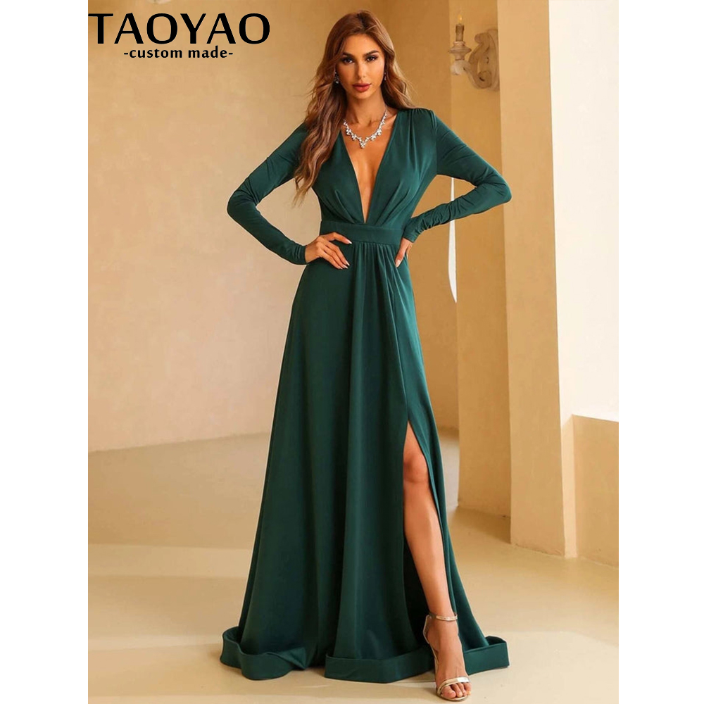 TaoYao Damskie suknie wieczoro – Elegant Satin Evening Gown Split recenzja i cena
