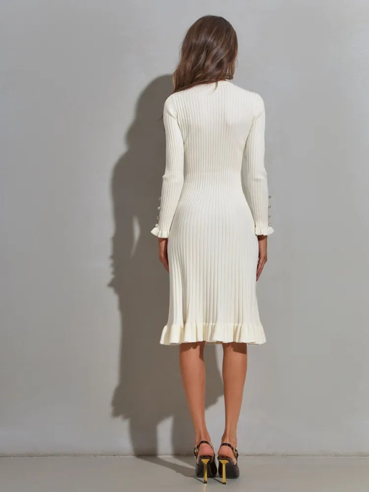 Damska sukienka bodycon z dług – Bodycon Long Sleeve Ribbed Dress recenzja i cena
