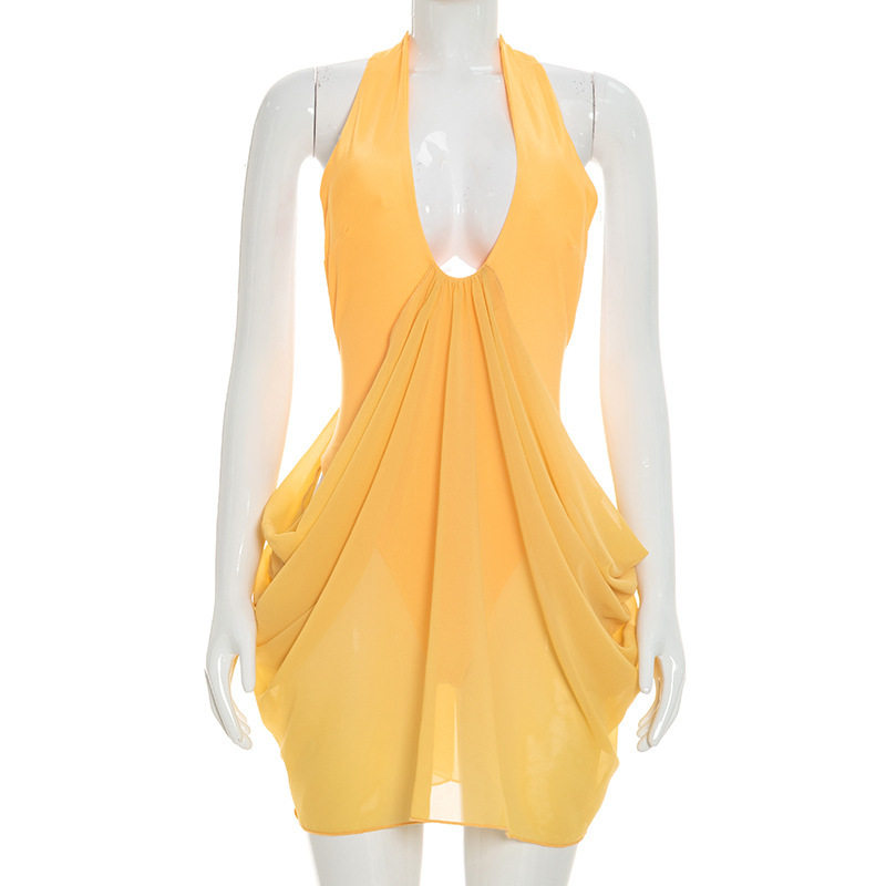 Wydrążona, seksowna mini sukie – Y2K Backless Halter Mini Dress recenzja i cena