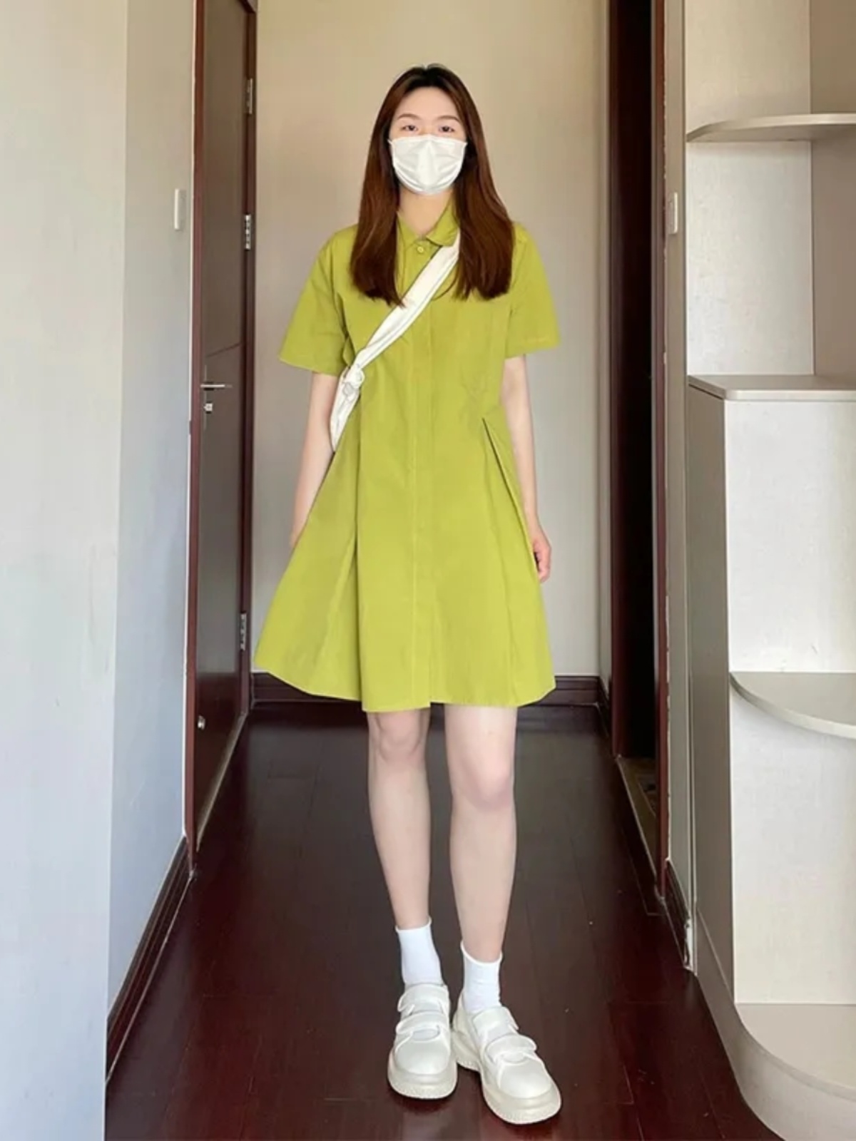 Sukienka z kołnierzykiem plus  – Korean Style A Line Shirt Dress recenzja i cena