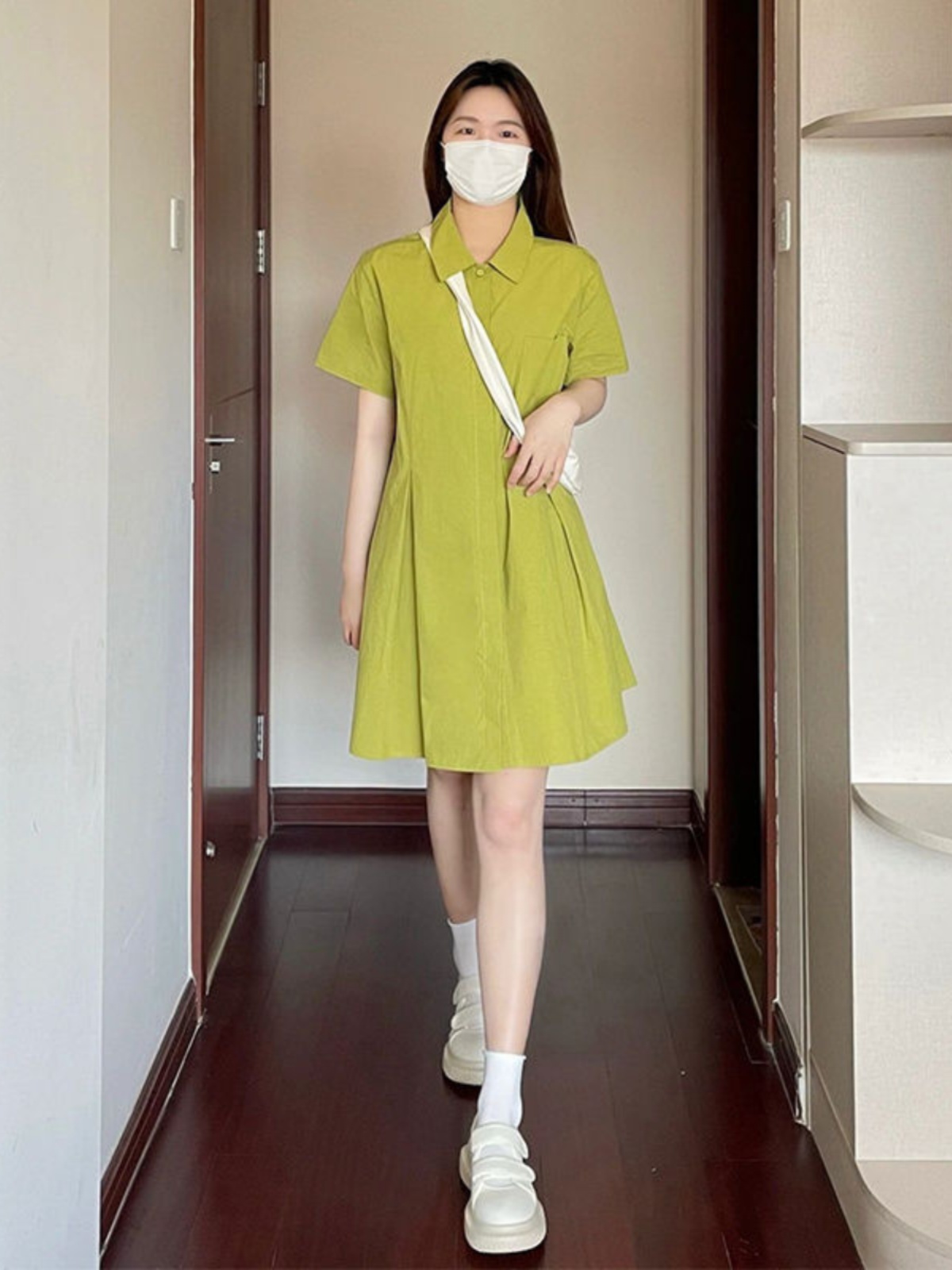 Sukienka z kołnierzykiem plus  – Korean Style A Line Shirt Dress recenzja i cena