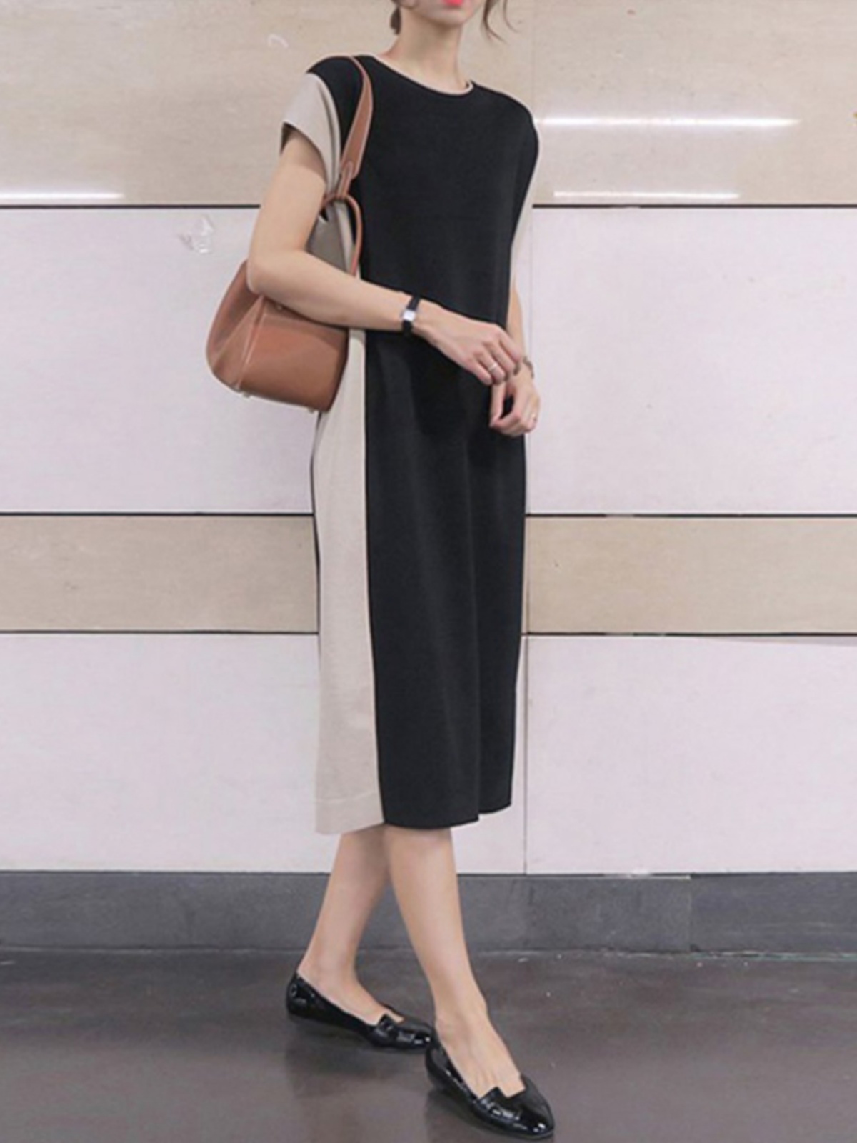 Efekt wyszczuplający Sukienka- – Korean Style A Line Shirt Dress recenzja i cena