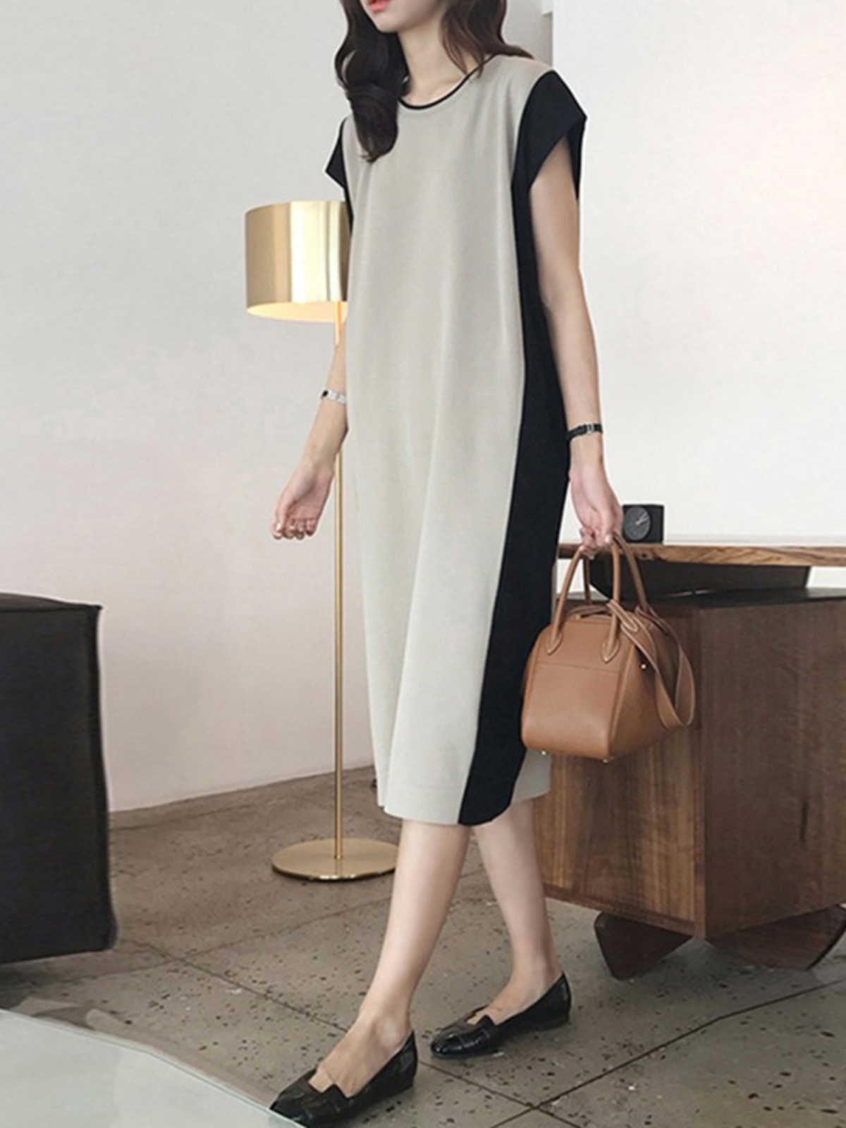 Efekt wyszczuplający Sukienka- – Korean Style A Line Shirt Dress recenzja i cena