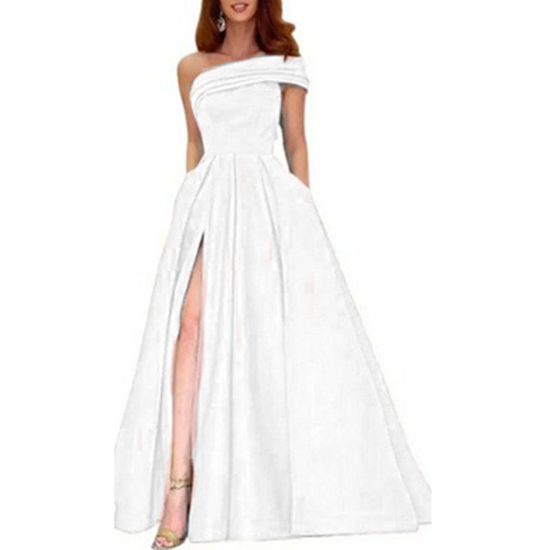 Elegancka satynowa suknia wiec – Elegant Satin Evening Gown Split recenzja i cena