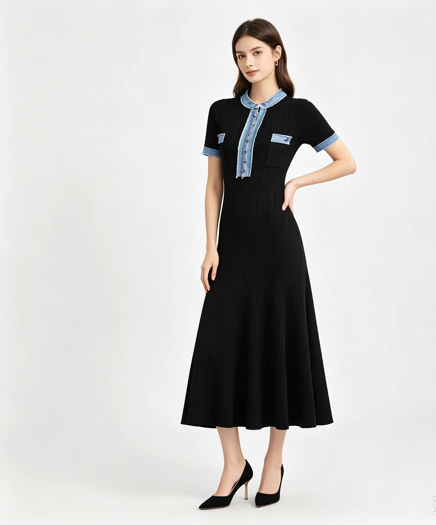 Prążkowana dzianinowa sukienka – Bodycon Long Sleeve Ribbed Dress recenzja i cena