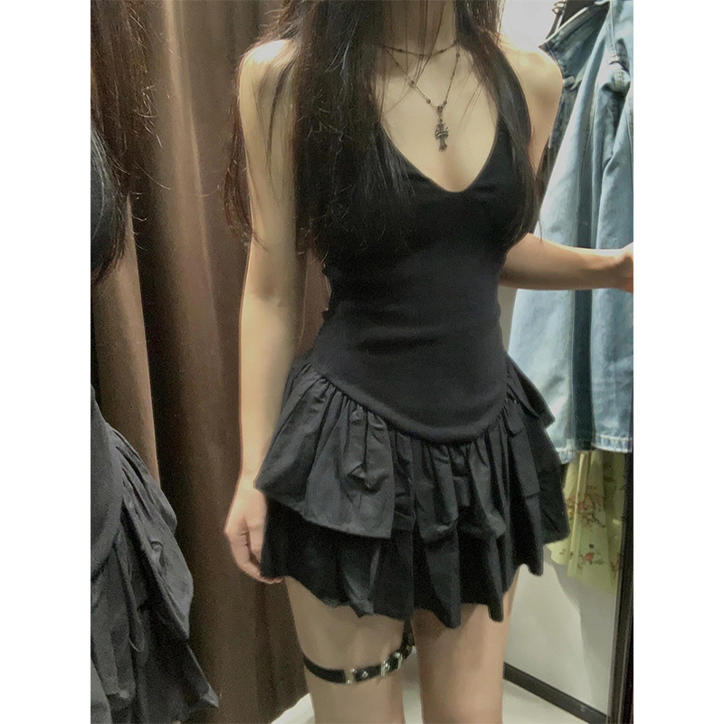 MEXZT Y2K Black Mini Dress Wom – Y2K Backless Halter Mini Dress recenzja i cena