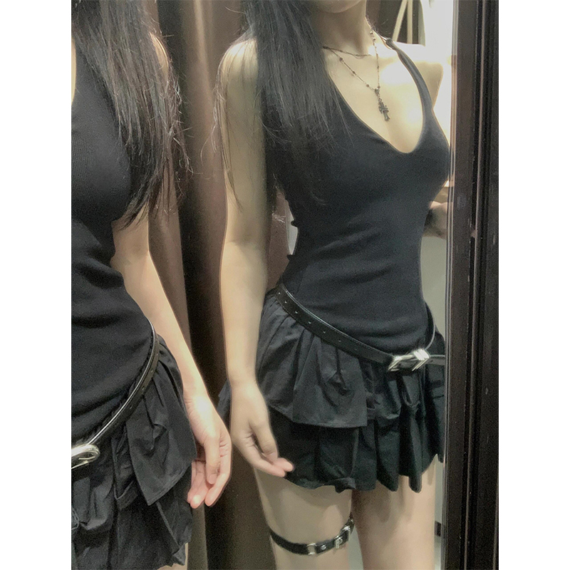MEXZT Y2K Black Mini Dress Wom – Y2K Backless Halter Mini Dress recenzja i cena