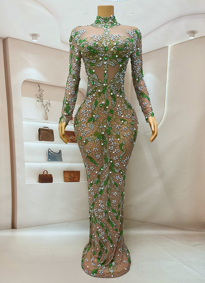 Piękna suknia wieczorowa długa – Sparkly Rhinestone Club Party Dress recenzja i cena