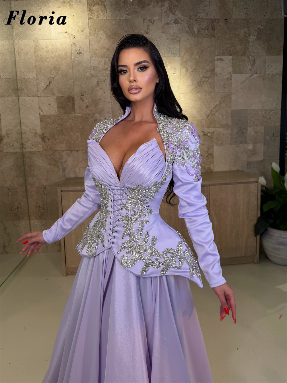 Eleganckie, liliowe, trzyczęśc – Elegant Satin Evening Gown Split recenzja i cena