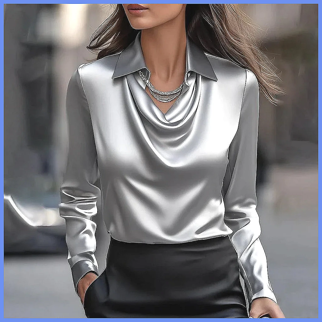 Damska satynowa bluzka vintage – Blouses recenzja i cena