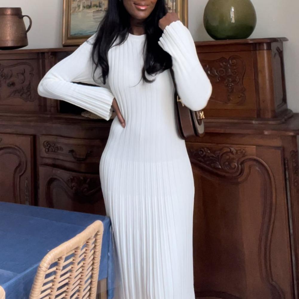 Sukienka z dzianiny prążkowane – Bodycon Long Sleeve Ribbed Dress recenzja i cena