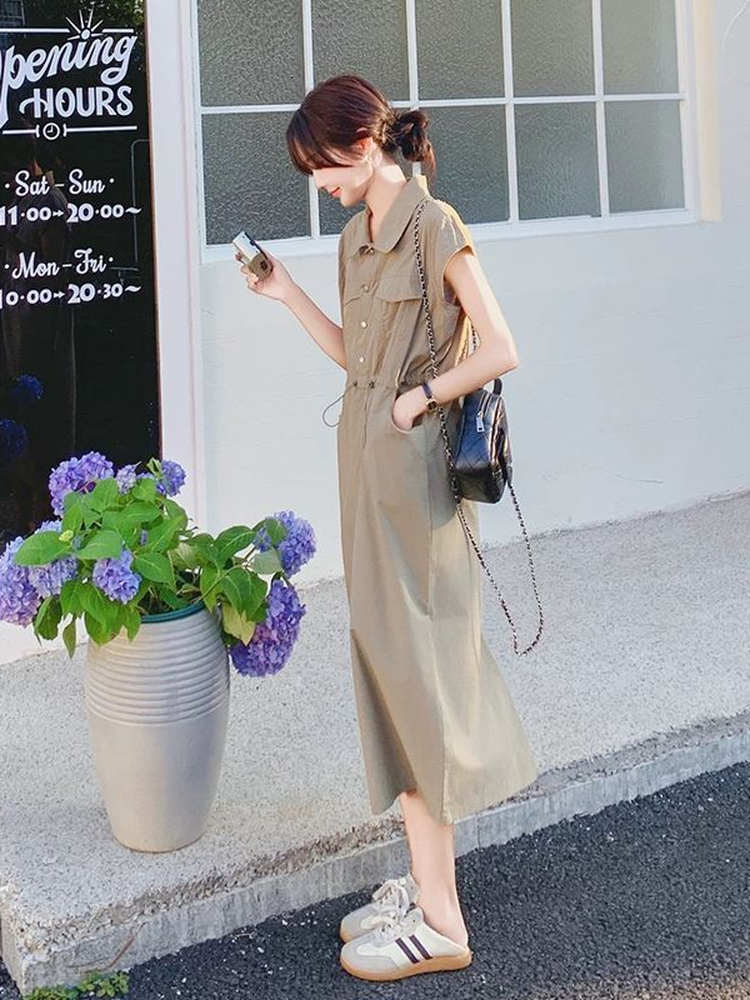 Wyszczuplająca sukienka koszul – Korean Style A Line Shirt Dress recenzja i cena