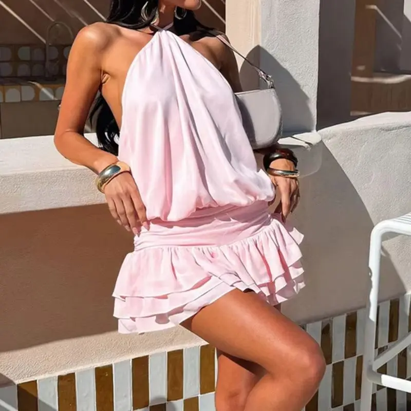 Sukienka mini z bandażami, ele – Y2K Backless Halter Mini Dress recenzja i cena