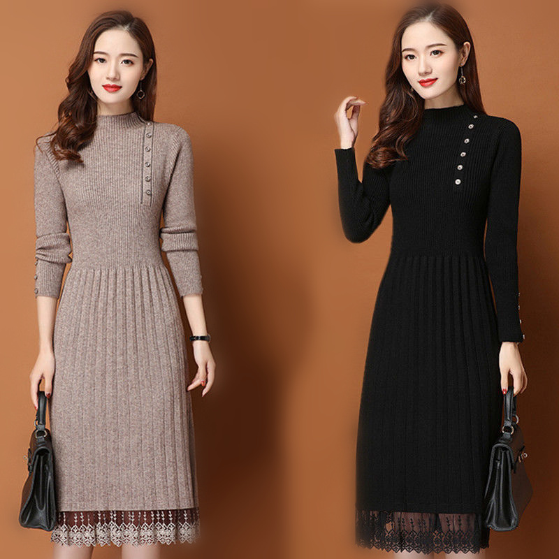Koronkowe guziki do spodni Jes – Bodycon Long Sleeve Ribbed Dress recenzja i cena