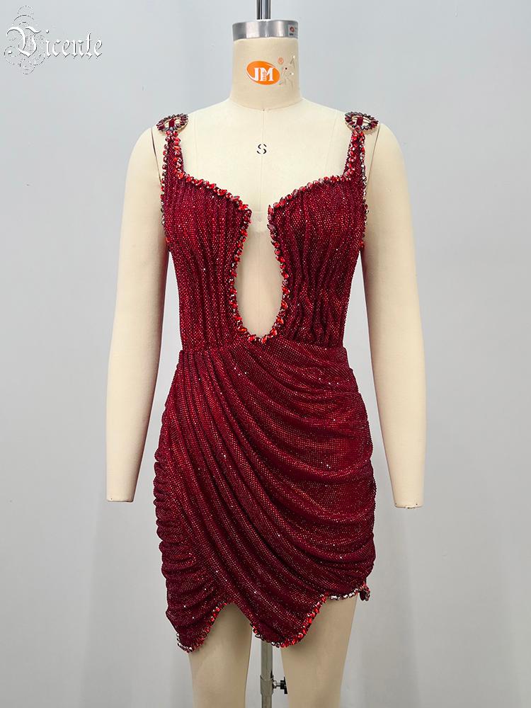 VC 2026 Seksowna Czerwona Suki – Sparkly Rhinestone Club Party Dress recenzja i cena