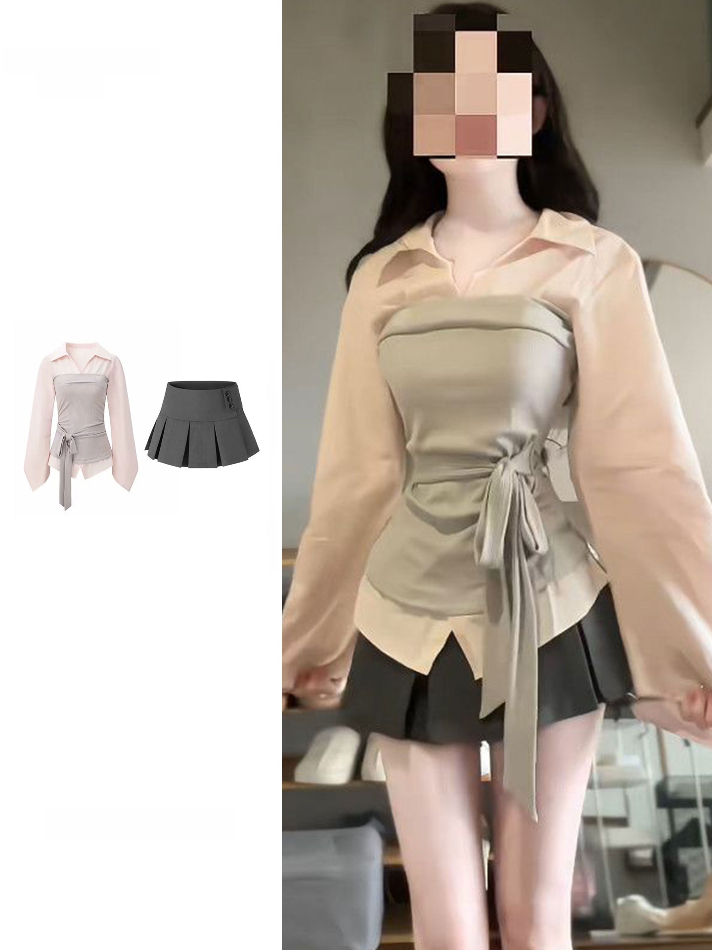 Damski zestaw w stylu koreańsk – Korean Style A Line Shirt Dress recenzja i cena
