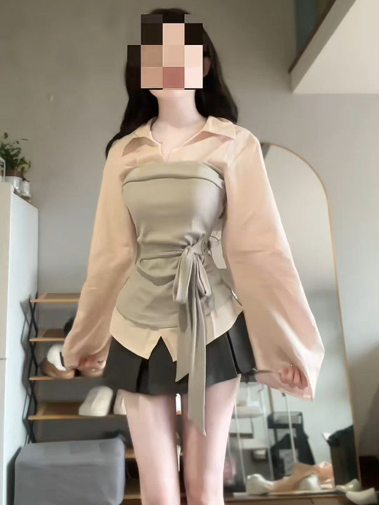 Damski zestaw w stylu koreańsk – Korean Style A Line Shirt Dress recenzja i cena