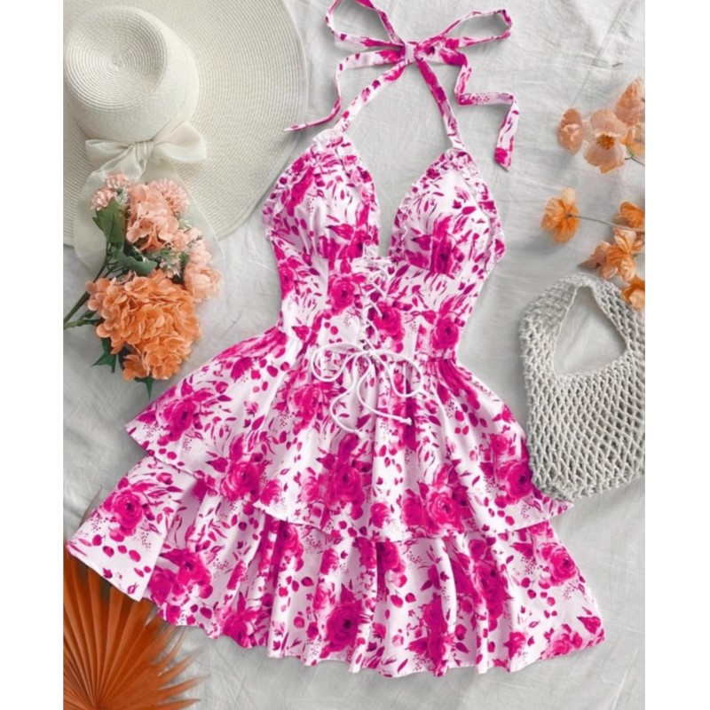 Damskie Sukienki Retro na Waka – French Vintage Floral Midi Dress recenzja i cena