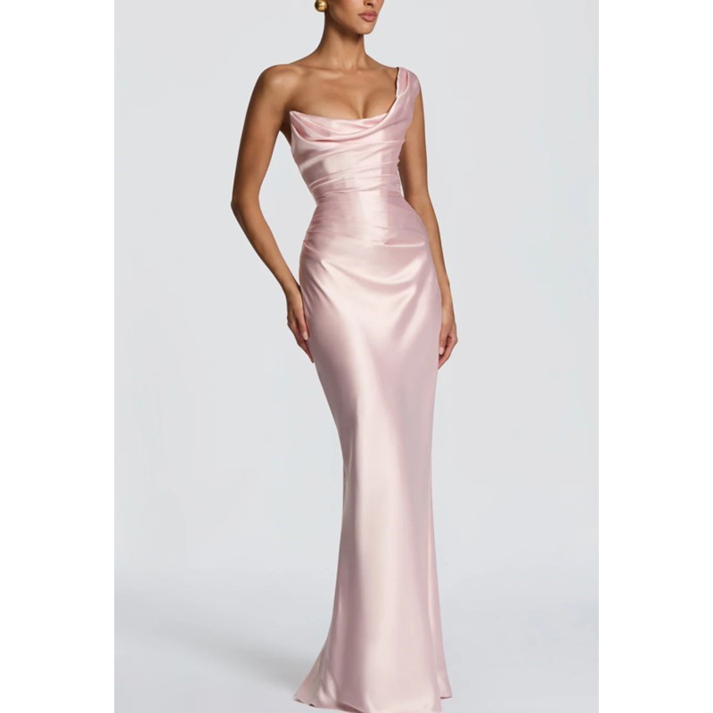 Seksowna, dopasowana satynowa  – Elegant Satin Evening Gown Split recenzja i cena