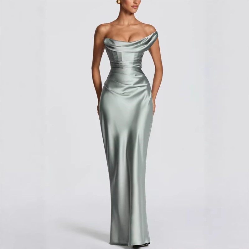 Seksowna, dopasowana satynowa  – Elegant Satin Evening Gown Split recenzja i cena
